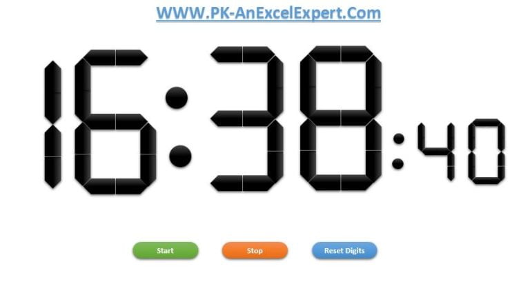 download digital clock in excel