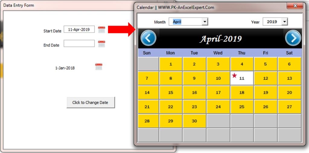 Fully Functional Dynamic Calendar Control in VBA PK: An Excel Expert