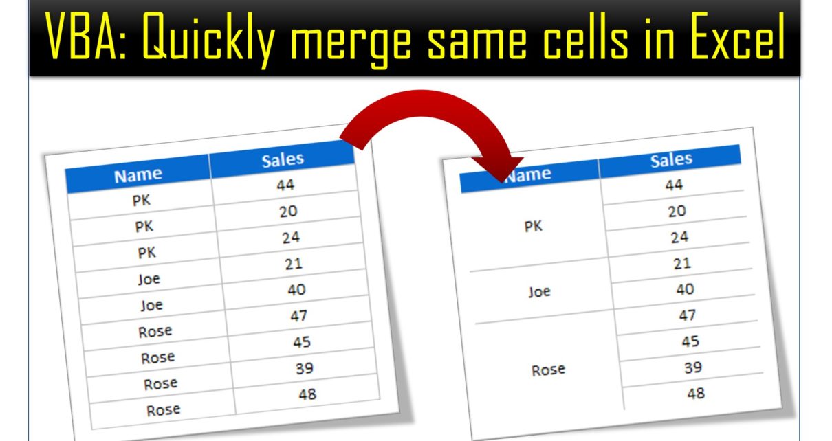 Vba Quickly Merge Cells With Same Value In Excel Pk An Excel Expert 