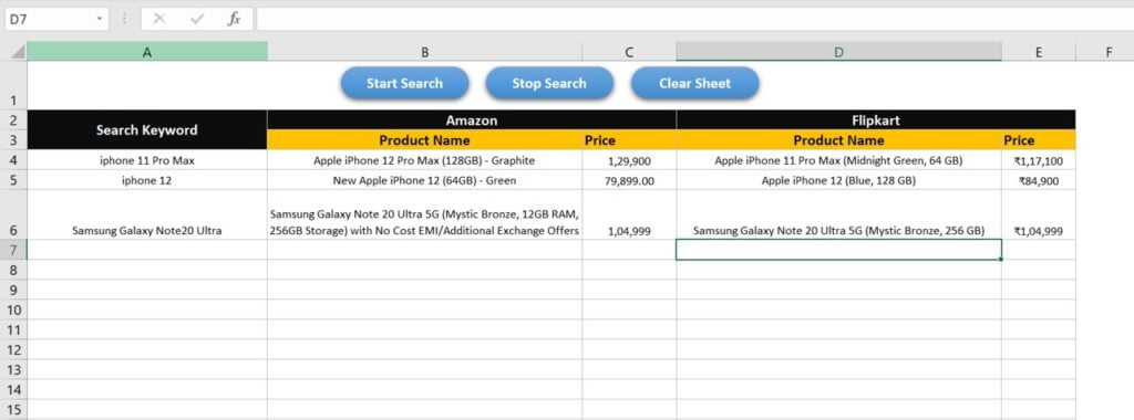 Price Fetching Tool from Amazon and Flipkart - PK: An Excel Expert