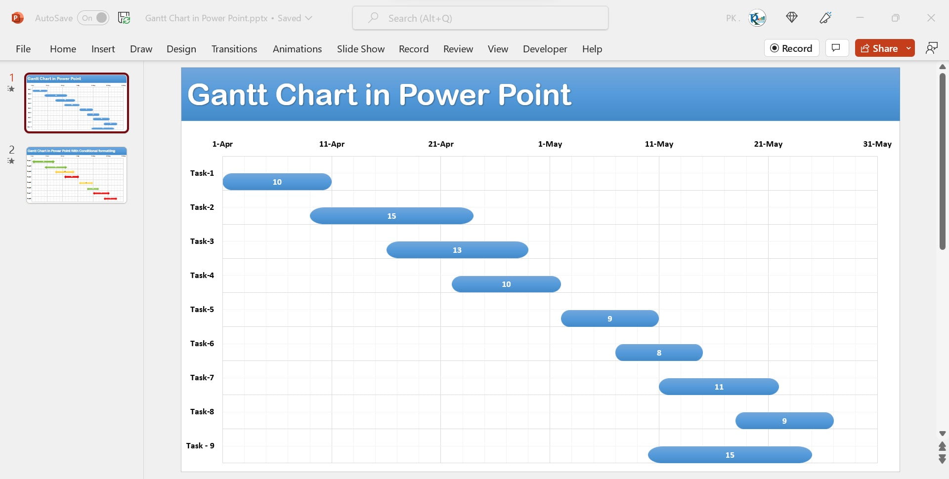 Data Driven Gantt Chart In PowerPoint With Conditional Formatting PK 