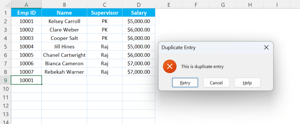 How To Prevent Duplicate Entries Using Data Validation In Microsoft Excel Pk An Excel Expert 5990