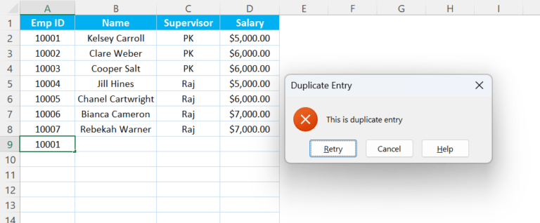 How To Prevent Duplicate Entries Using Data Validation In Microsoft Excel Pk An Excel Expert 9918