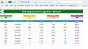 Birthdays List Management System in Excel