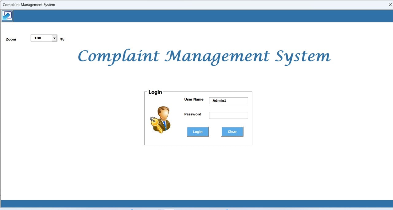 Login Form of Complaint Management System