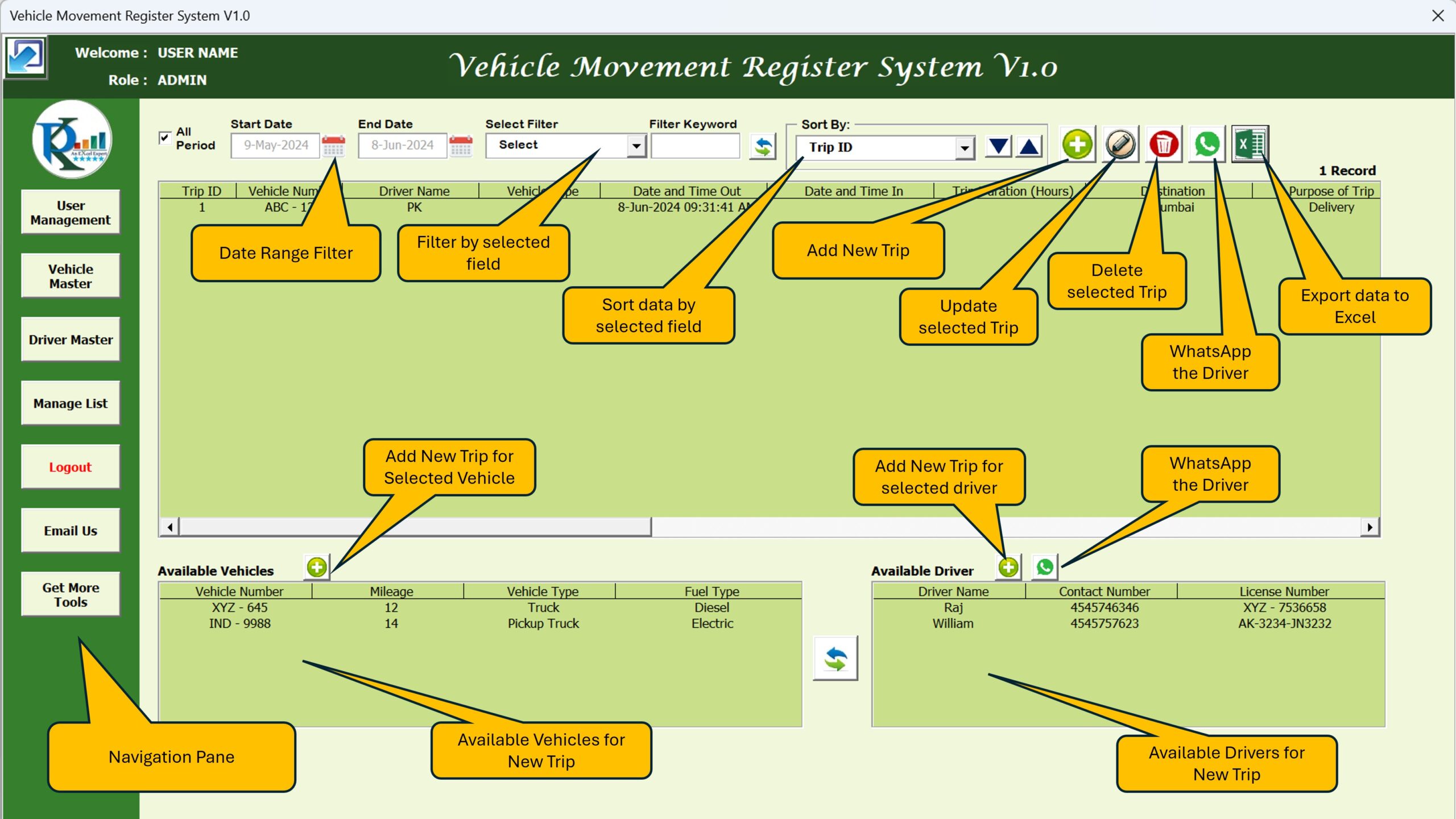 Vehicle Movement Register System V1.0