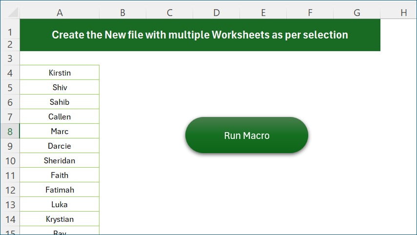 Create Multiple worksheets