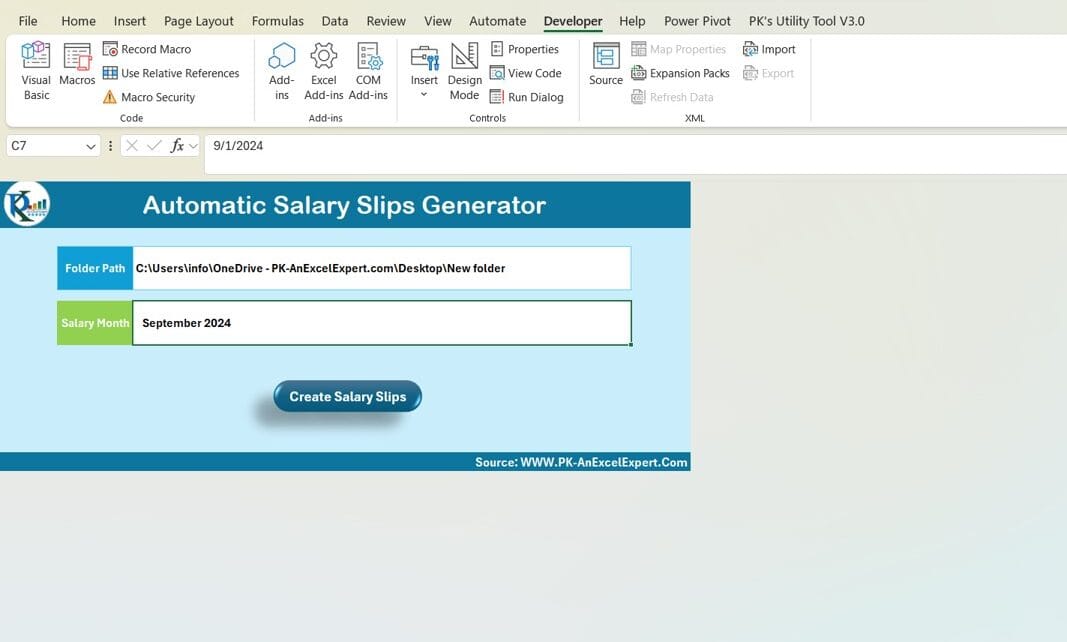 Automatic Bulk Salary Slips Generator in Excel