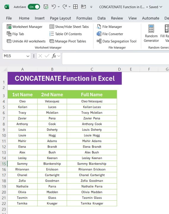 CONCATENATE Function in Excel