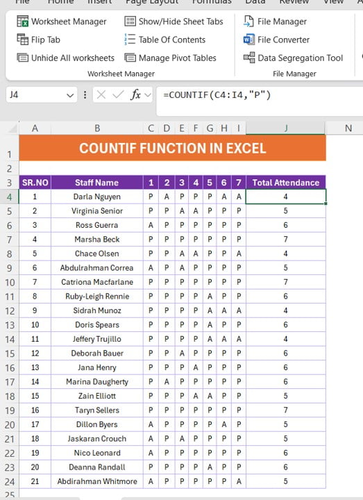 COUNTIF FUNCTION 