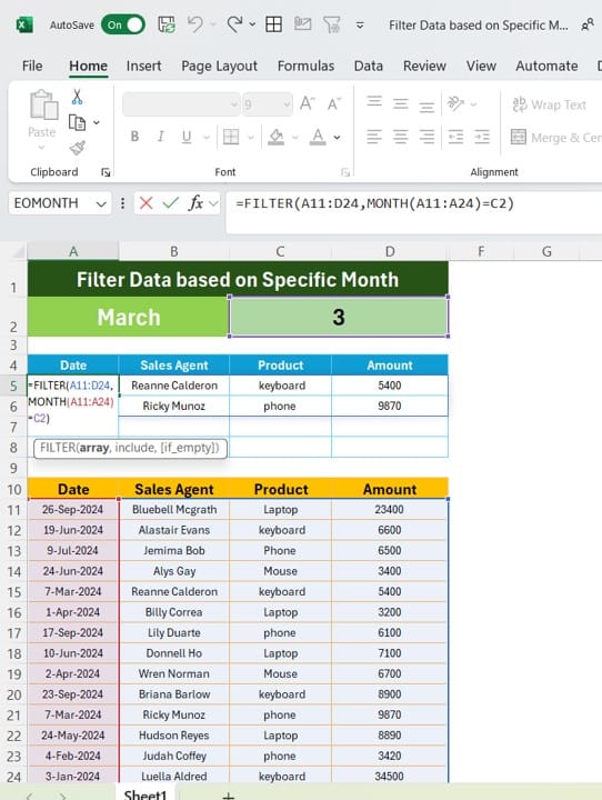 Filtering Data for a Specific Month