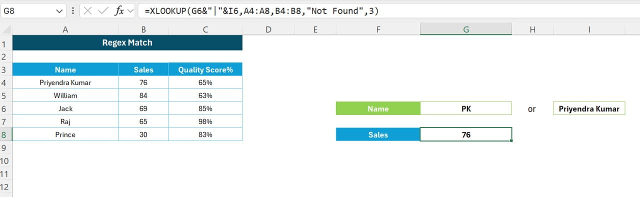 Regex Match in XLOOKUP