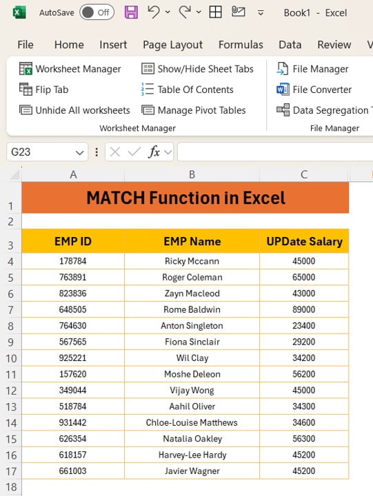 MATCH Function in Excel