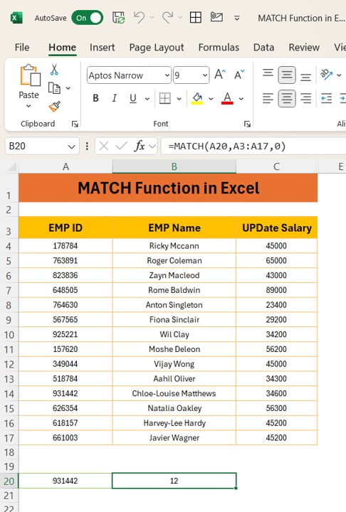 MATCH Function