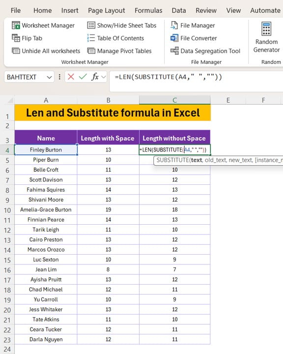 LEN SUBSTITUTE