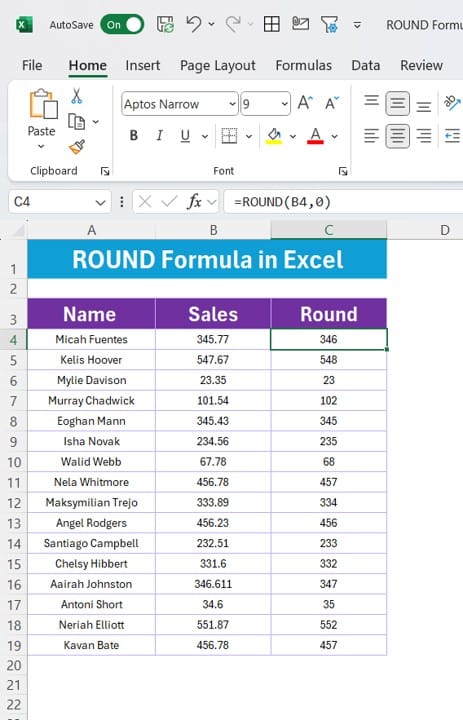 ROUND Formula