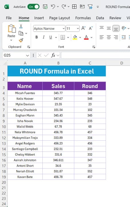 ROUND Function in Excel