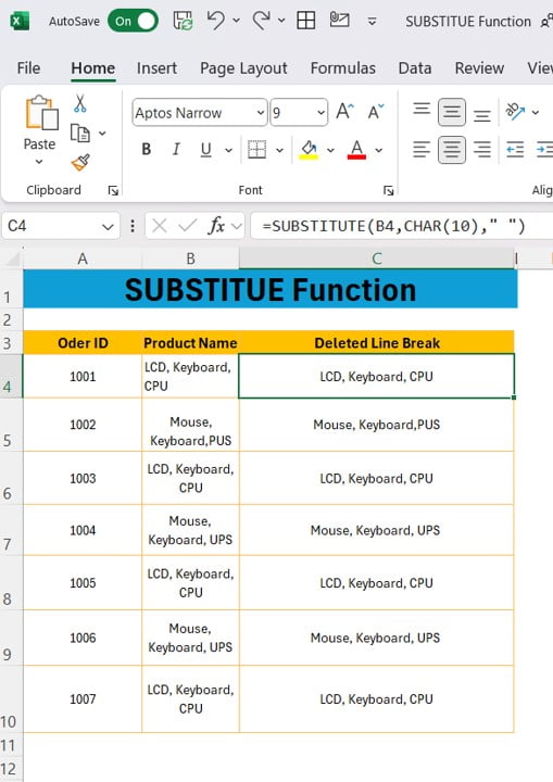 SUBSTITUTE Function