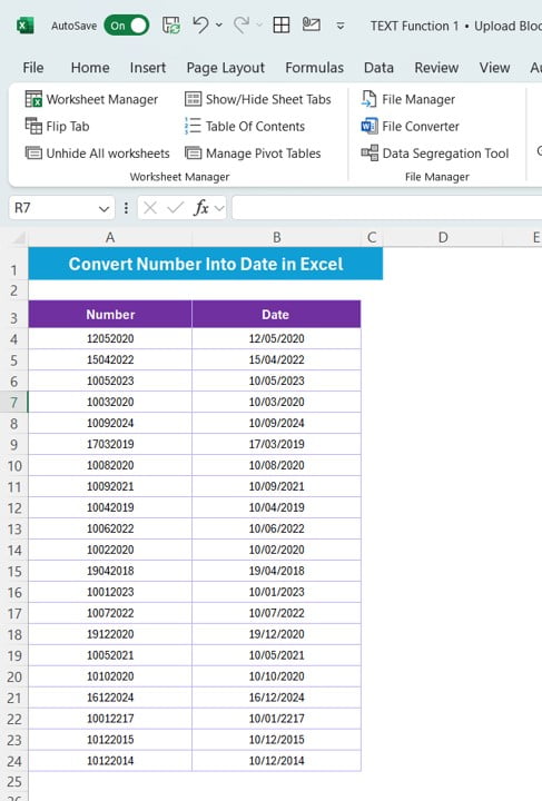 TEXT function in Excel