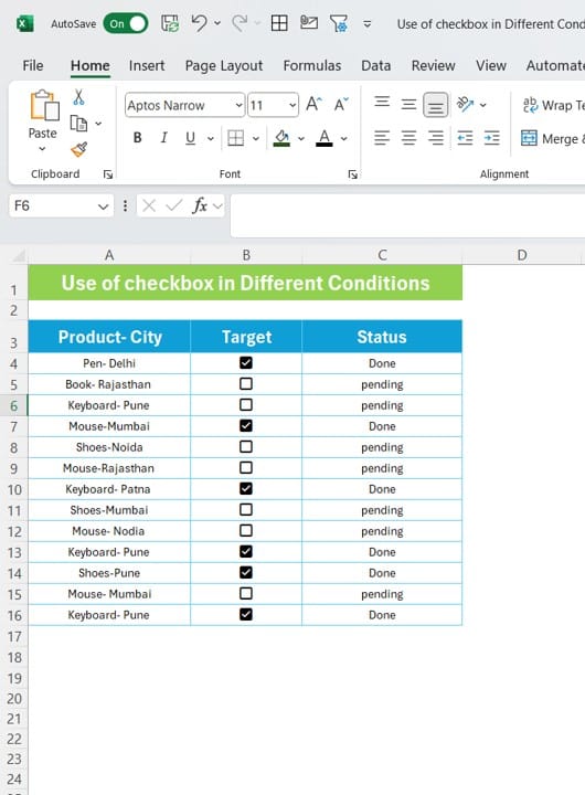 Use of checkbox in Different Conditions 