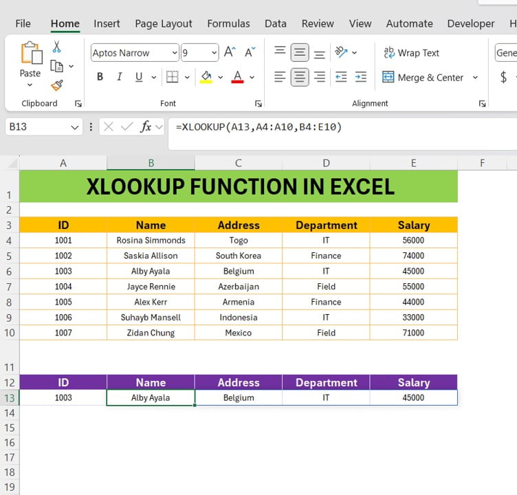 XLOOKUP FUNCTION