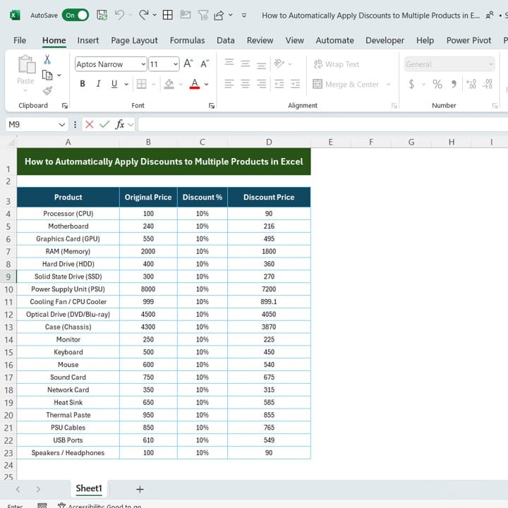 Automatically Apply Discounts to Multiple Products in Excel