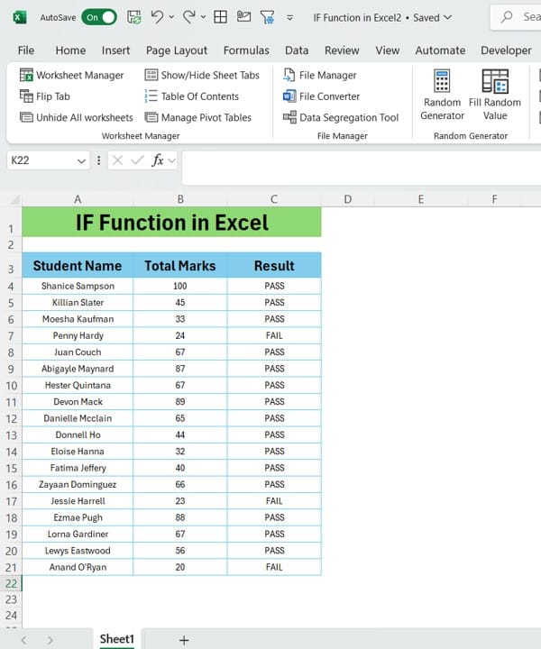  IF Function in Excel