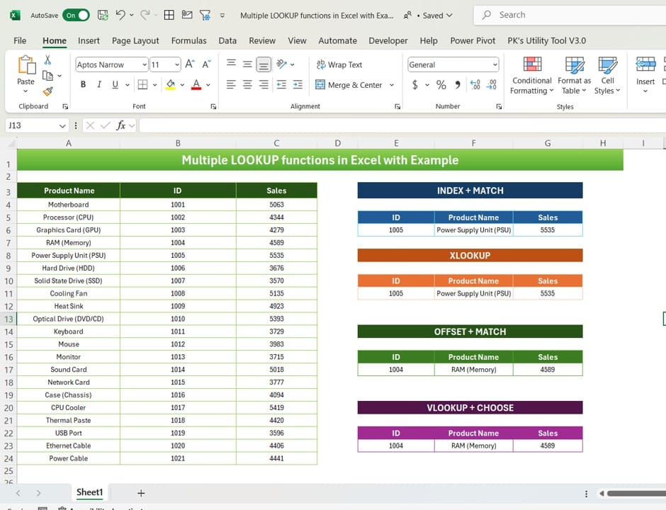 4 type of LOOKUP functions in Excel 