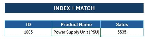 INDEX + MATCH