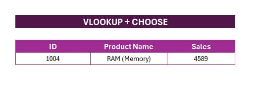 VLOOKUP + CHOOSE