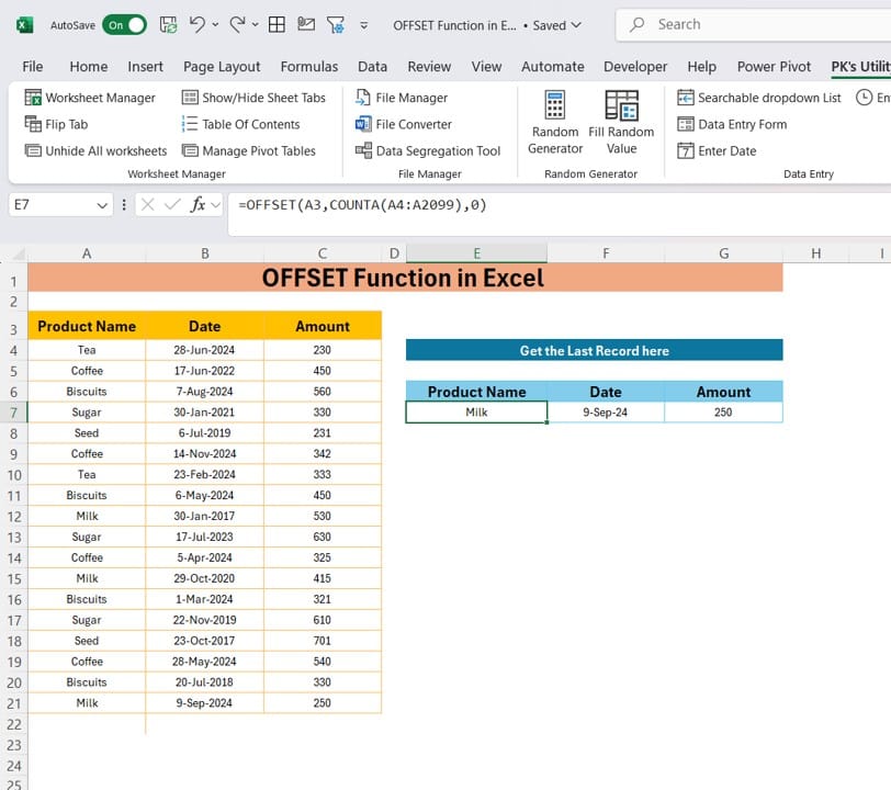 OFFSET Function 