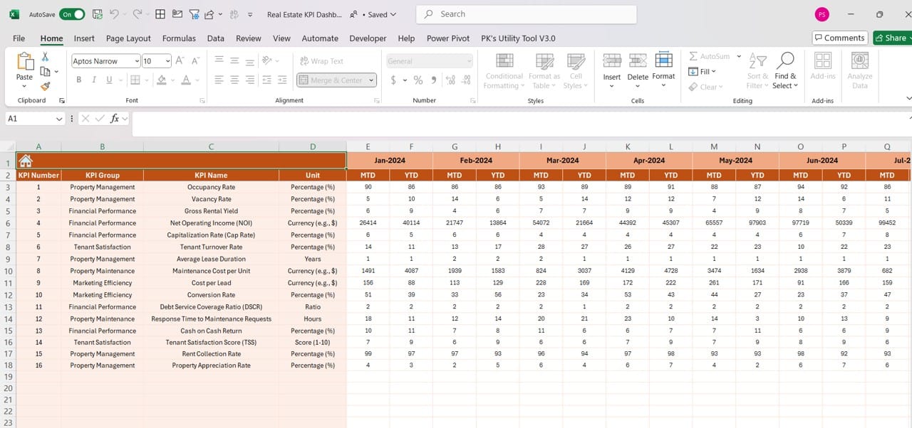 Actual Numbers Input Sheet