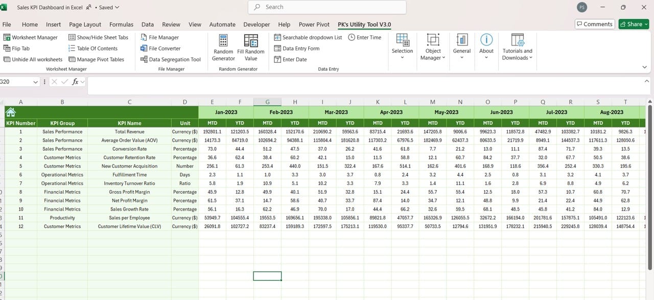 Previous Year Numbers Sheet