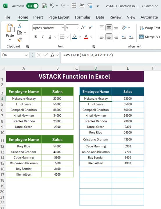 Use VSTACK