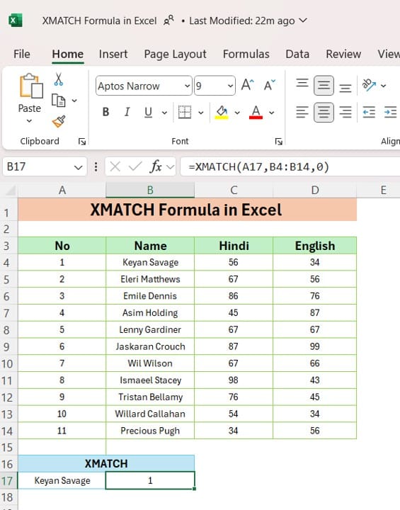 XMATCH Formula