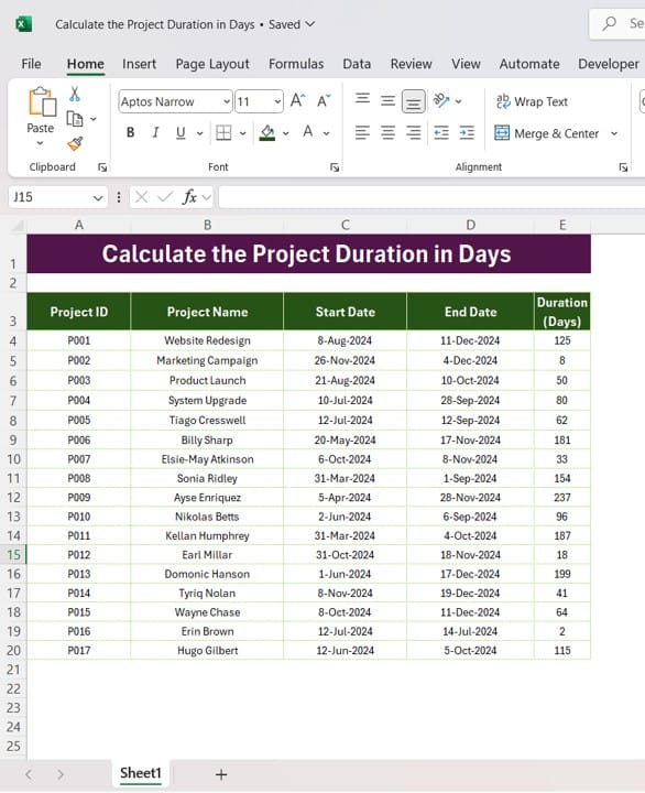 Days Function in Excel