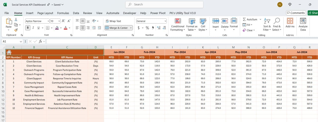 Actual Numbers Input Sheet