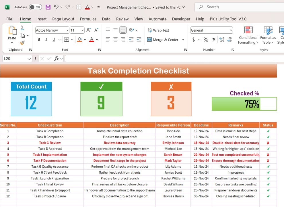 Task Completion Checklist