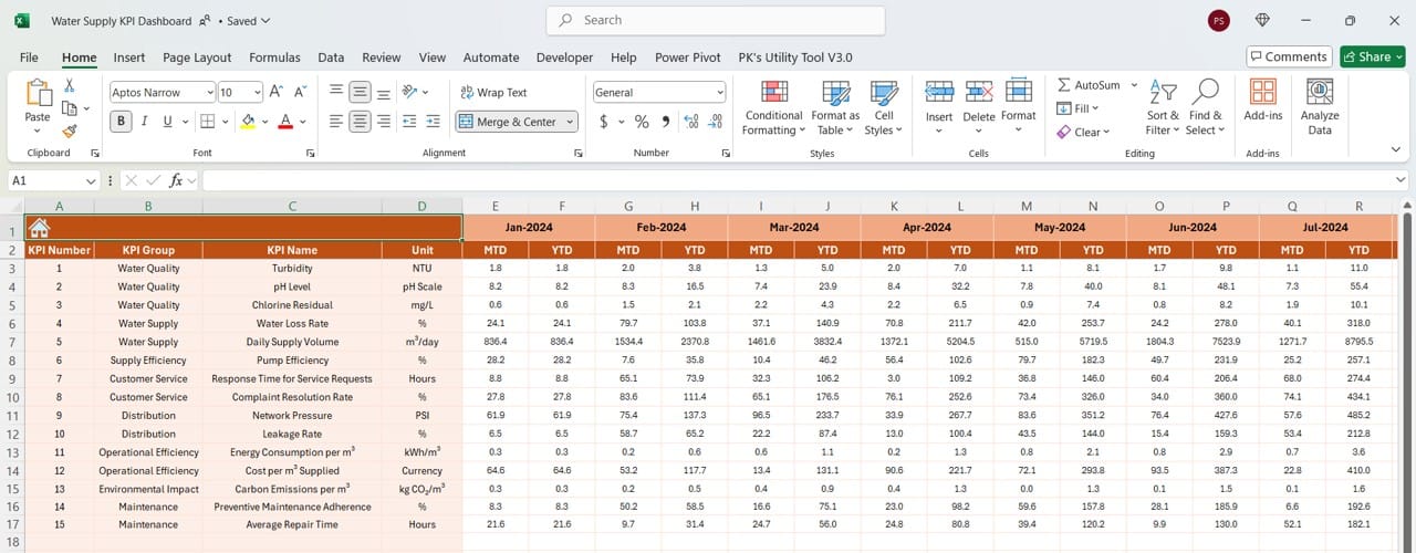 Actual Numbers Input Sheet