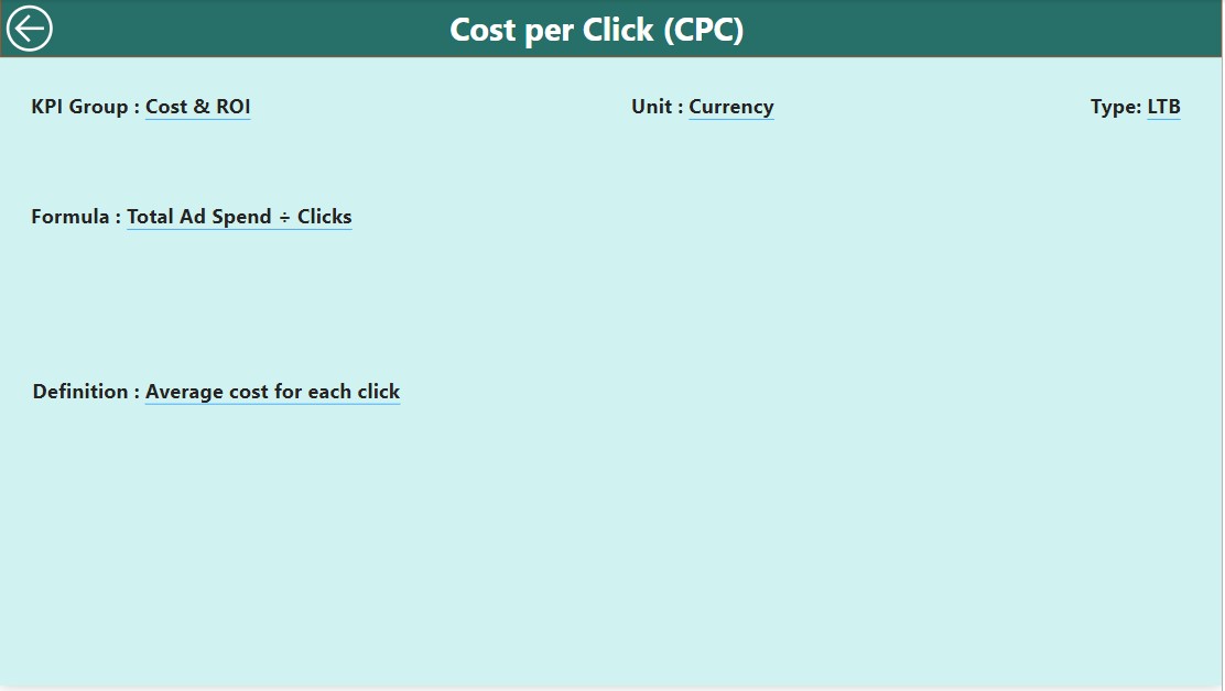 KPI Definition Page