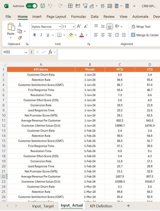 Input Target Sheet