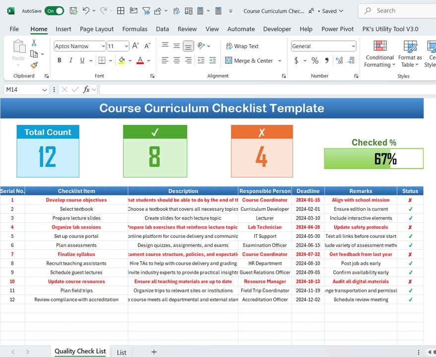 Course Curriculum Checklist