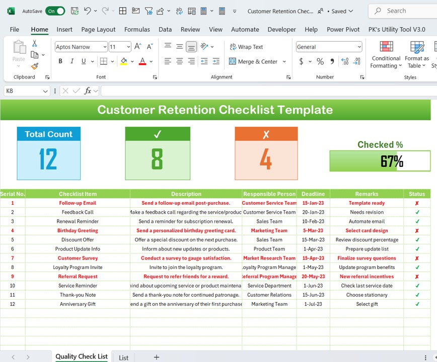 Retention Checklist