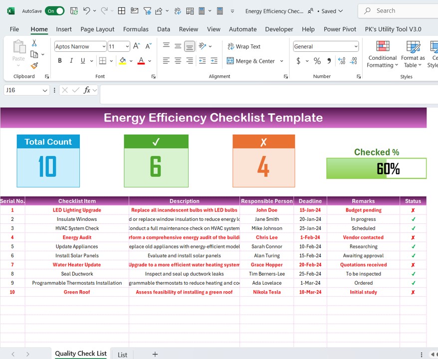 Energy Efficiency Checklist