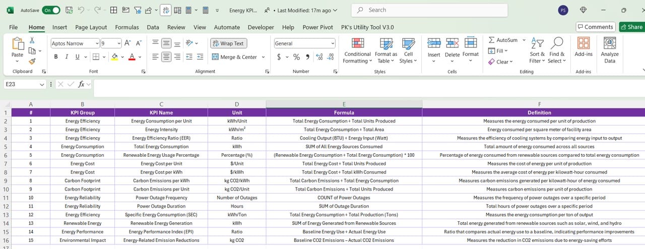 Excel file