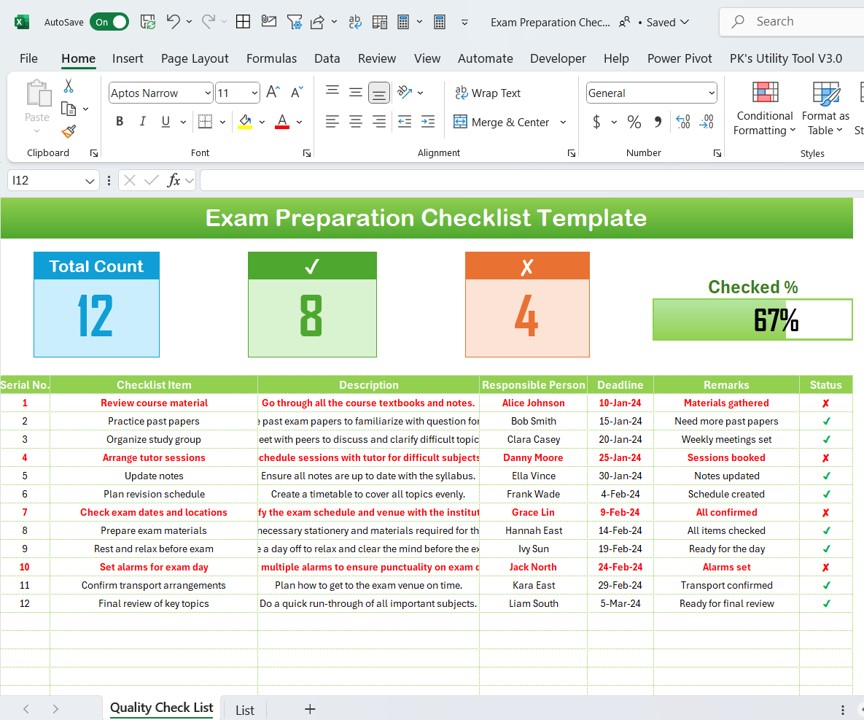 Exam Preparation Checklist