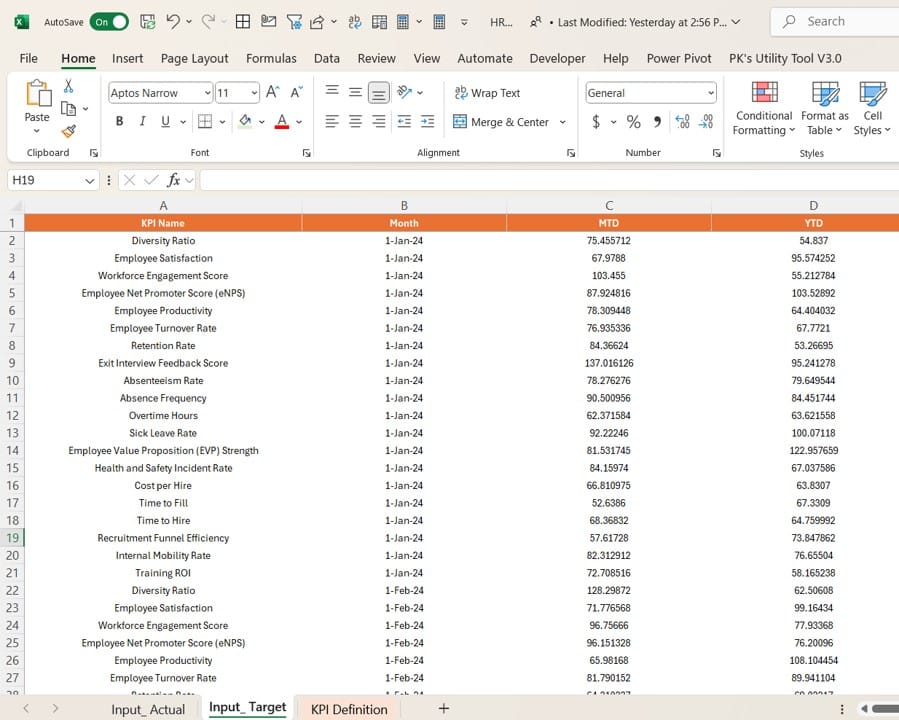 Input Target Sheet