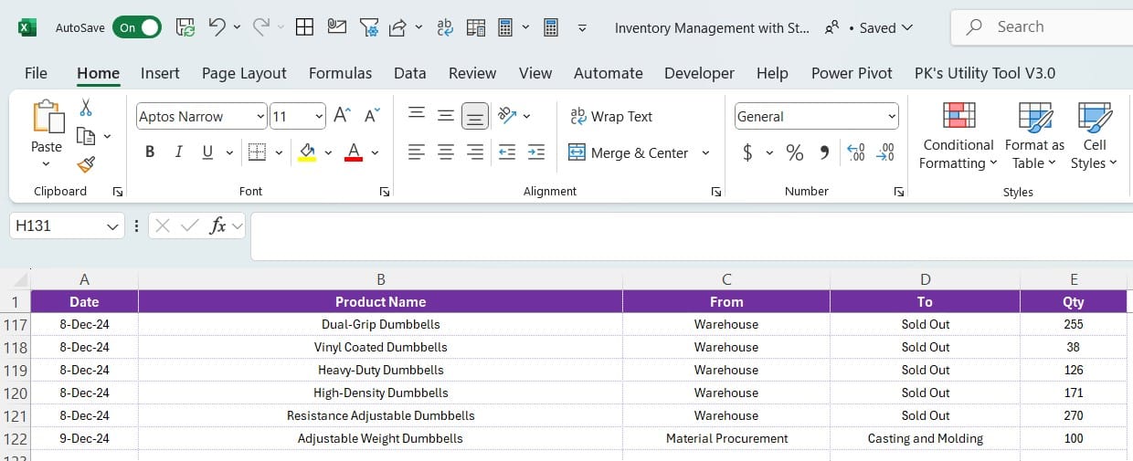 Transactions Sheet