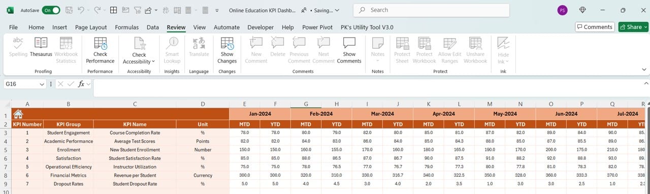 Actual Numbers Input Sheet