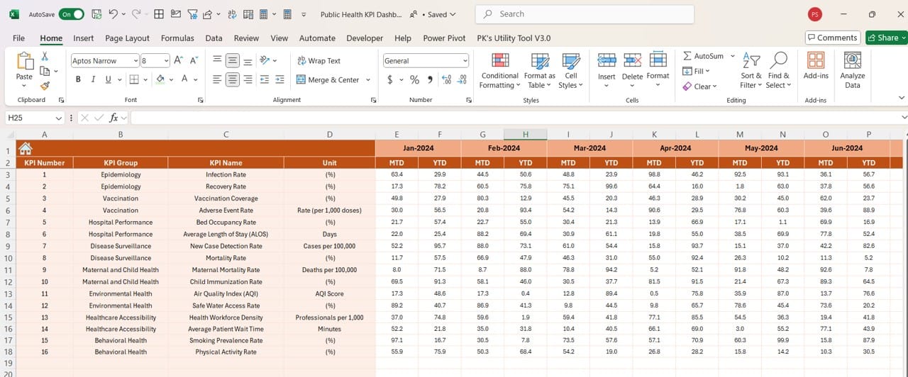 Actual Numbers Input Sheet